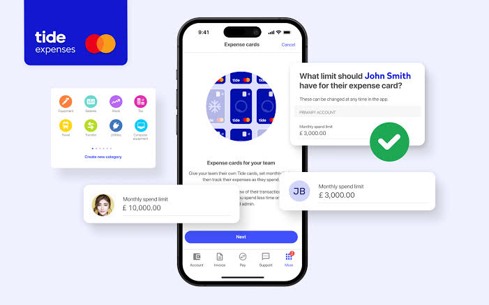 Tide app — expense cards and team spending limits
